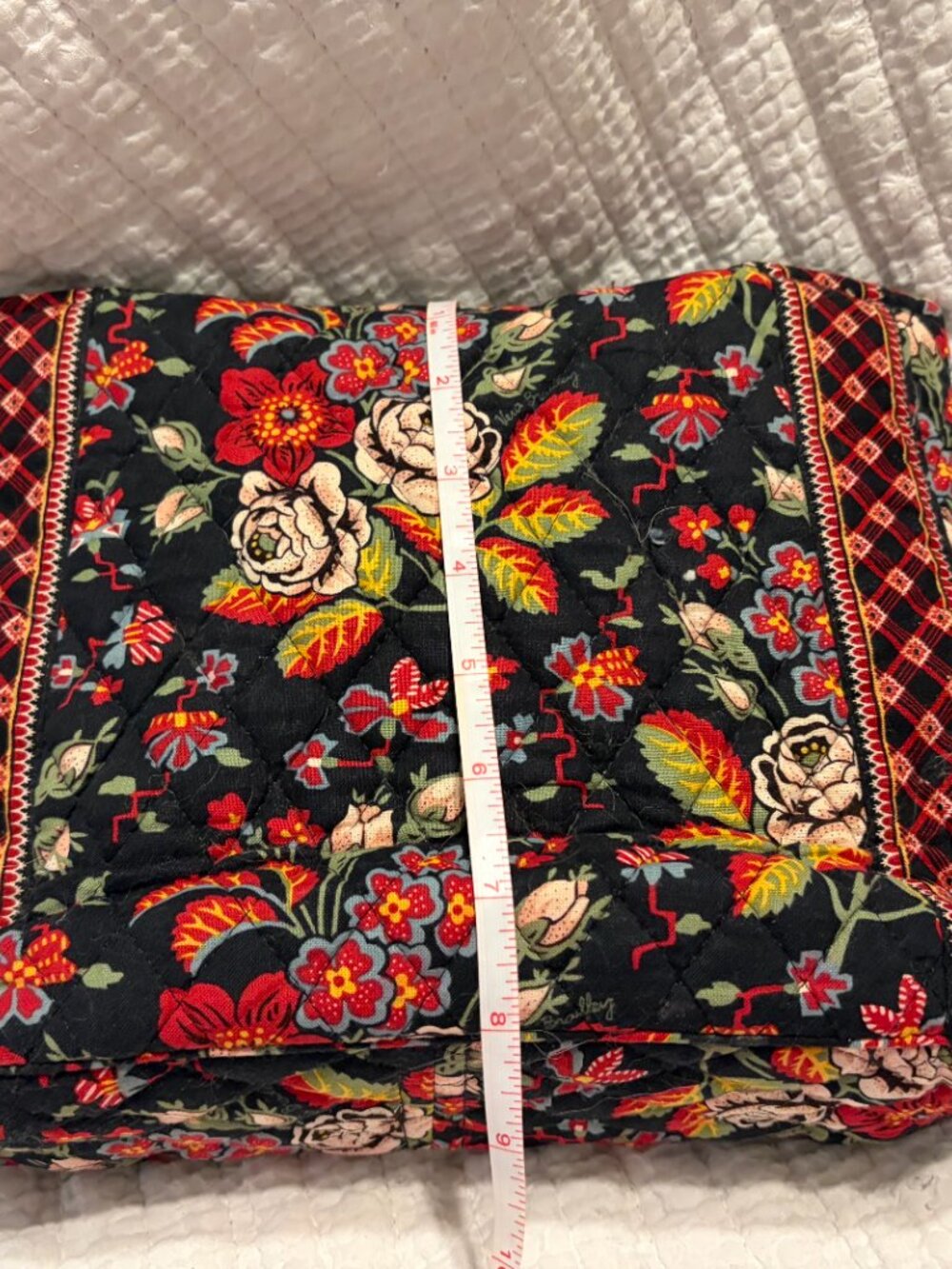 Vintage Vera Bradley small tote: Black with red and cream flowers - Picture 2 of 7